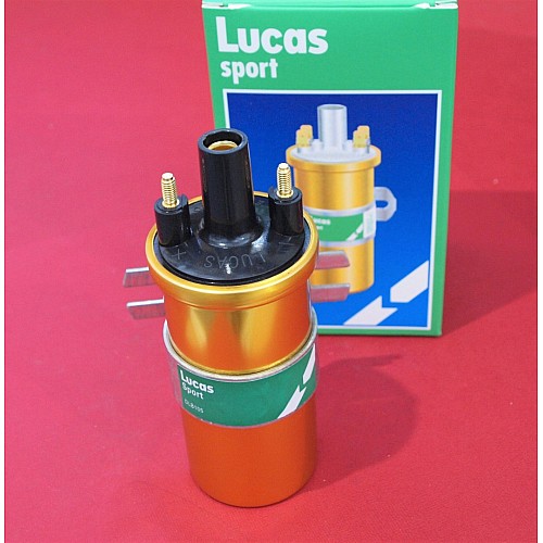Lucas 12V Ignition Coil 3.0 Ohm Gold Sports (Push in HT Lead)  DLB105LUCAS
