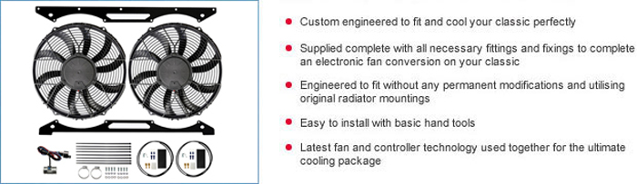 Revotec thermostatic radiator cooling fan kits and fan controllers